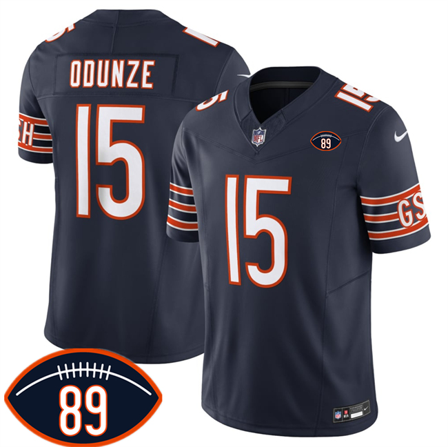 Men's Navy Chicago Bears #15 Rome Odunze 2026 With Mike Ditka 89 Patch F.U.S.E. Vapor Untouchable Limited Stitched Football Jersey